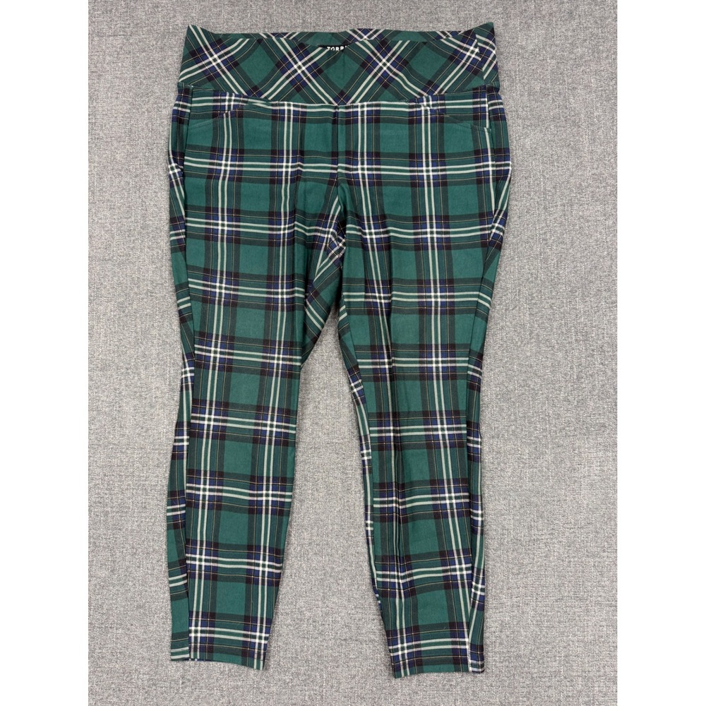 Torrid Pixie Green Plaid Skinny Pants Womens 1R Stretch Pull On Trousers